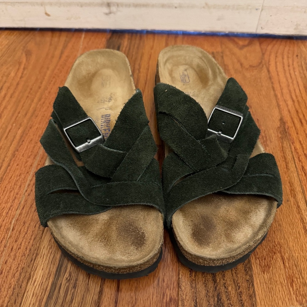 Forest Green Suede Birkenstock Sandals Size 39